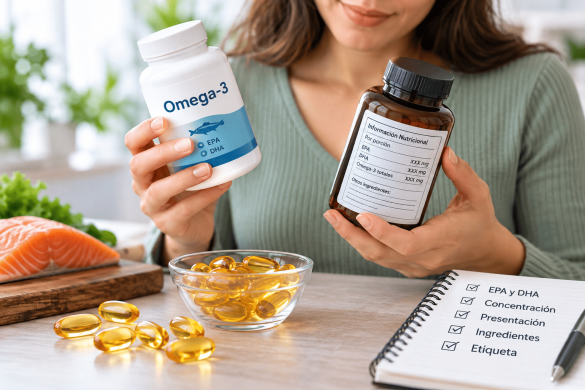 Aprende cómo elegir un suplemento de Omega-3 comparando EPA, DHA, concentración, cantidad por porción, presentación, ingredientes y etiquetado. Una guía práctica para tomar una decisión informada.